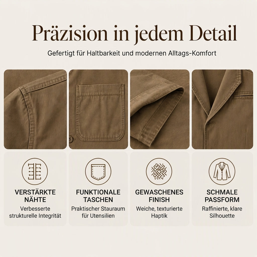 Herren-Slim-Fit-Jacke mit Kerbkragen