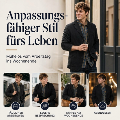 Herren-Slim-Fit-Jacke mit Kerbkragen