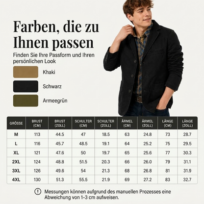 Herren-Slim-Fit-Jacke mit Kerbkragen