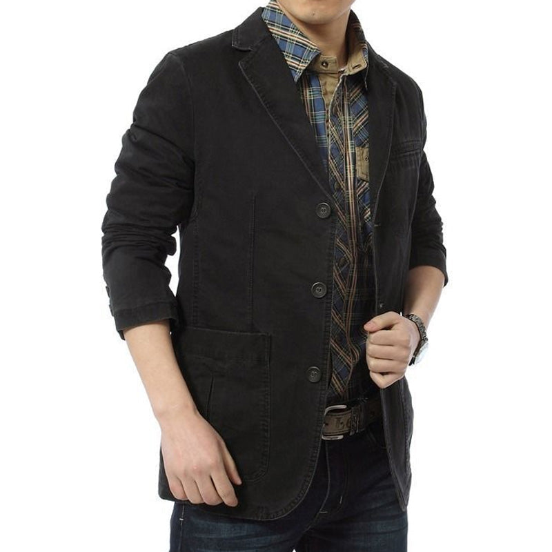 Herren-Slim-Fit-Jacke mit Kerbkragen