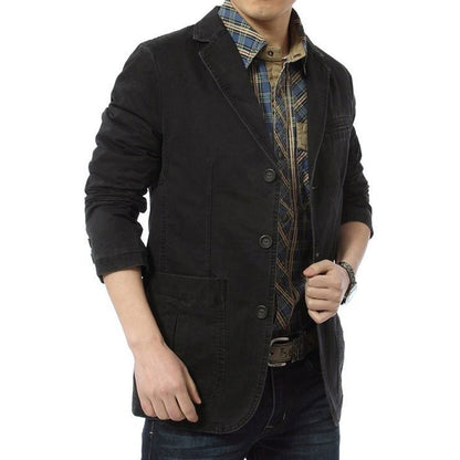 Herren-Slim-Fit-Jacke mit Kerbkragen