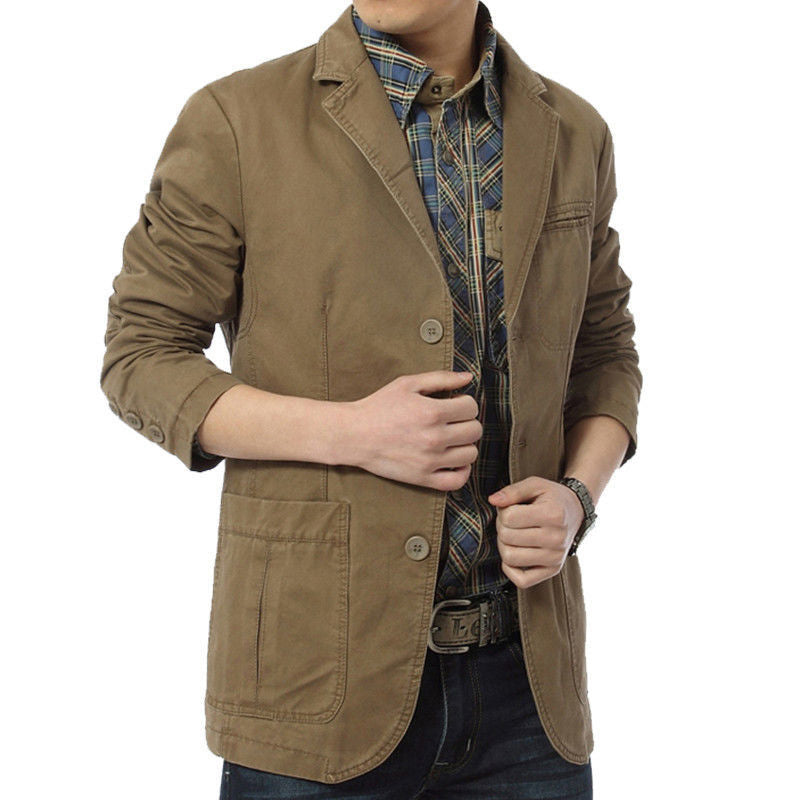 Herren-Slim-Fit-Jacke mit Kerbkragen