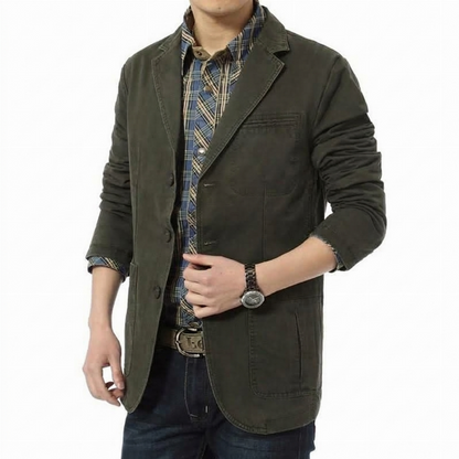 Herren-Slim-Fit-Jacke mit Kerbkragen