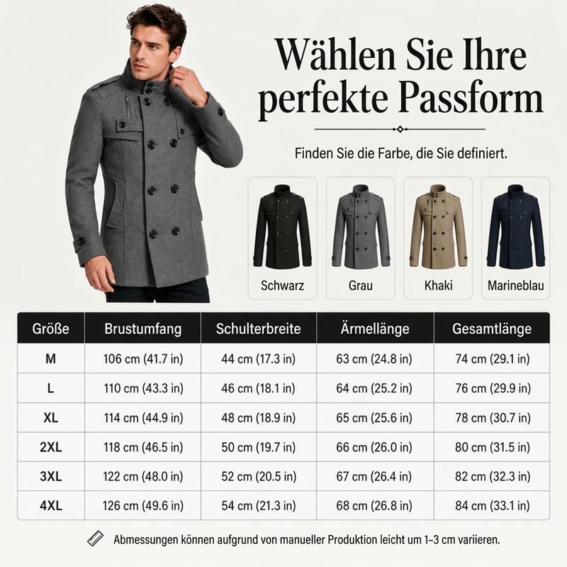 Zweireihiger Trenchcoat für Herren, Slim Fit