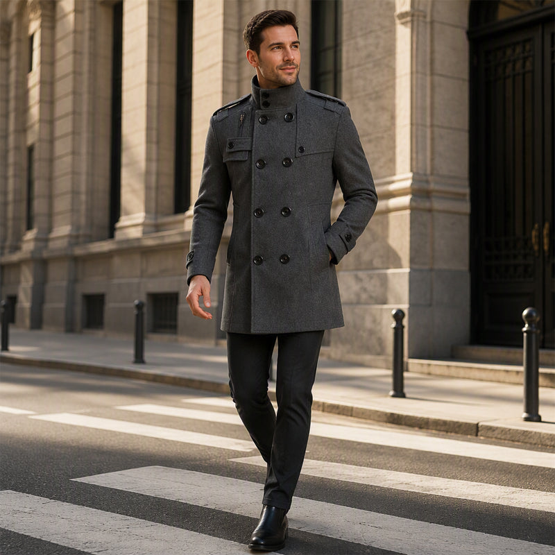 Zweireihiger Trenchcoat für Herren, Slim Fit