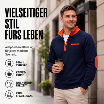 Warmes Herren-Casual-Sweatshirt mit Viertelreißverschluss