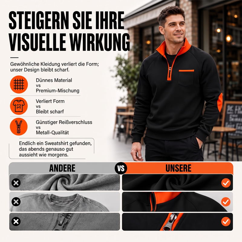 Warmes Herren-Casual-Sweatshirt mit Viertelreißverschluss