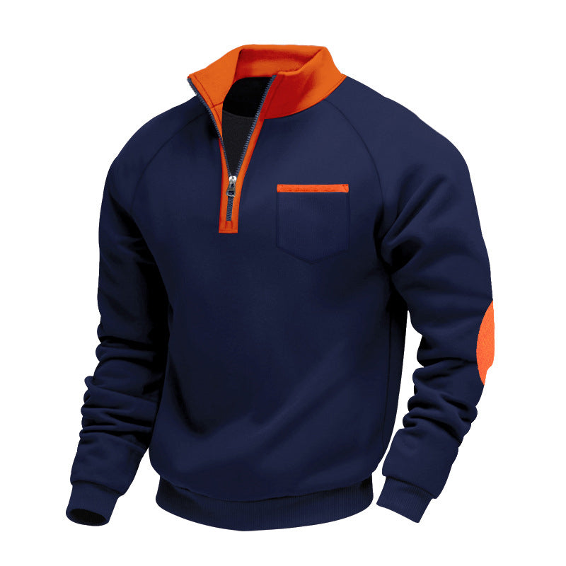Warmes Herren-Casual-Sweatshirt mit Viertelreißverschluss