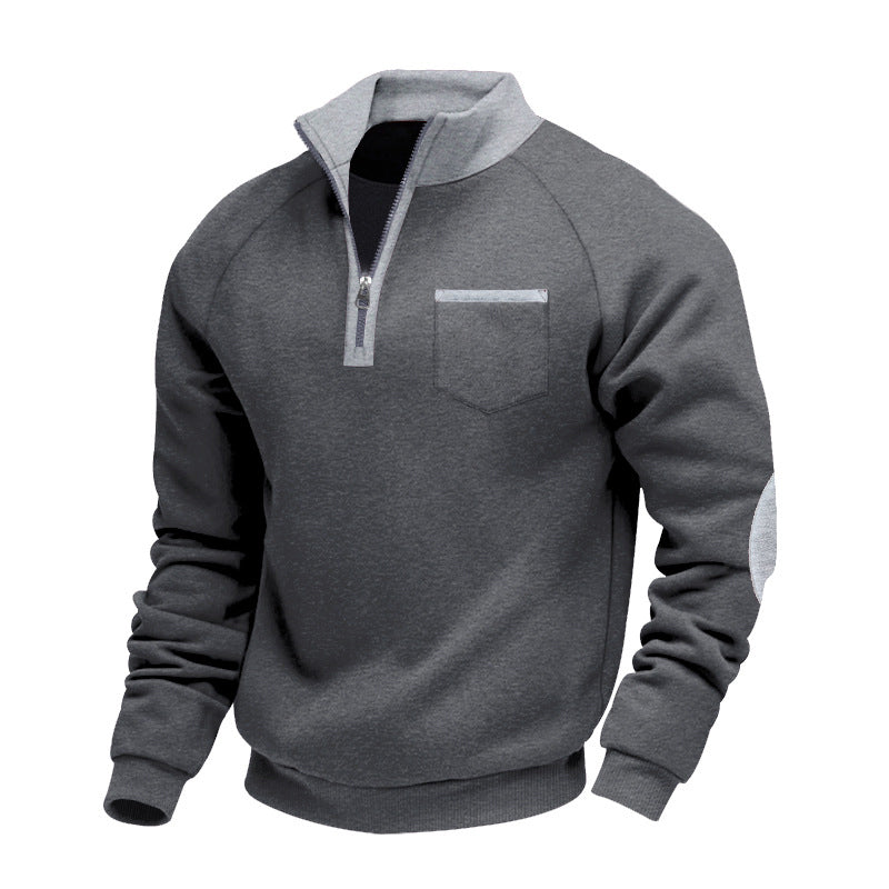 Warmes Herren-Casual-Sweatshirt mit Viertelreißverschluss