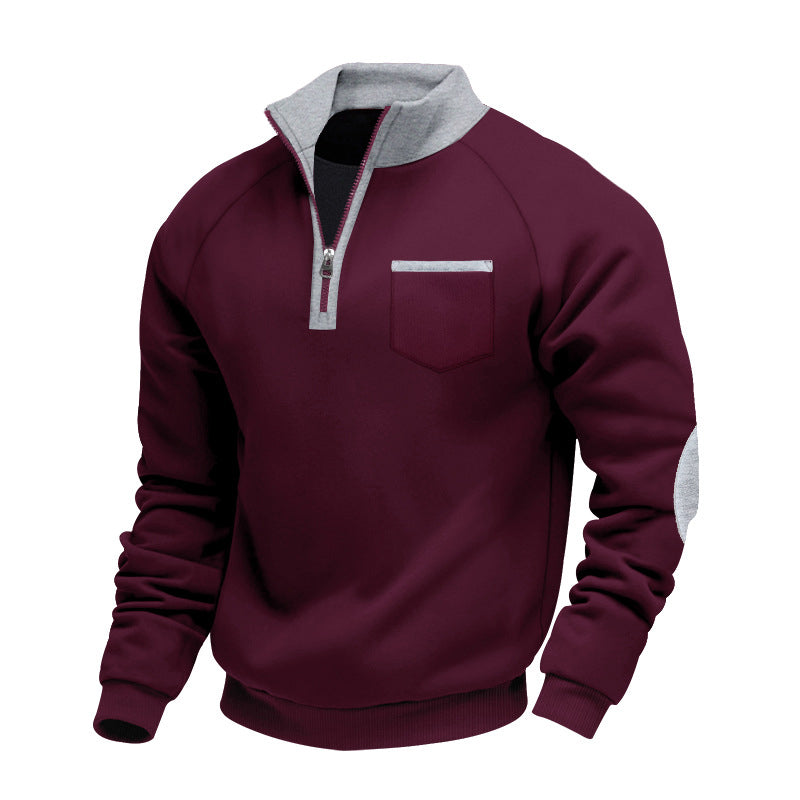 Warmes Herren-Casual-Sweatshirt mit Viertelreißverschluss