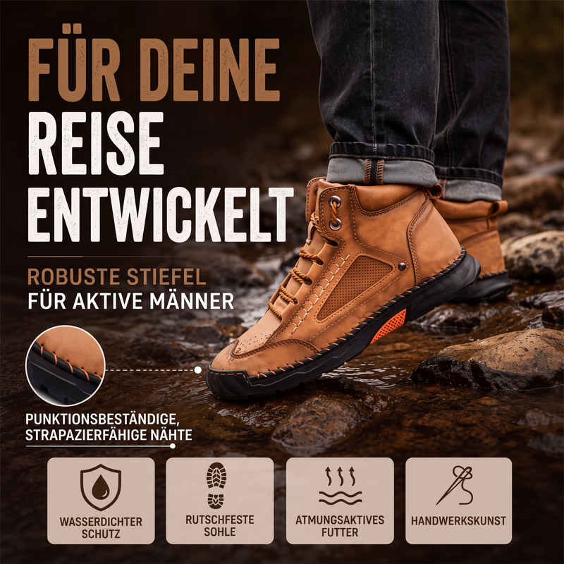 Robuste PU-Lederstiefel im Vintage-Stil für Herren