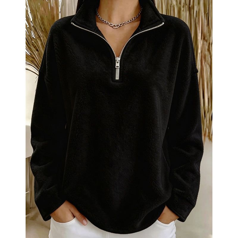 🔥Beliebtes Produkt ！✨Bequemes, gemütliches Quarter-Zip-Sweatshirt für Damen