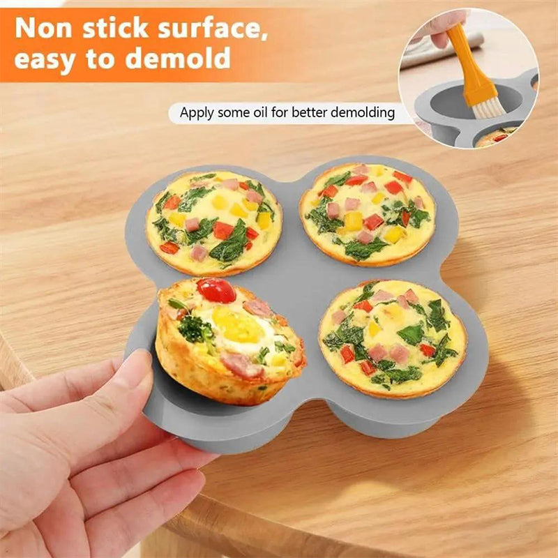 Silikon-Kuchenbackform mit 4 Mulden
