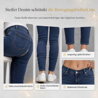 📢📢50%Rabatt!!!🎉✨Damen hellblaue, perlenverzierte Skinny-Jeans mit schmaler Passform, roh ausgefranstem Bund und distressed-Rissen an den Saumbündchen am Knöchel