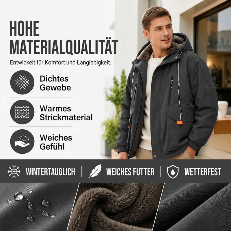 Herzlichkeit Herren Winterparka mit Kapuze und Plüschfutter