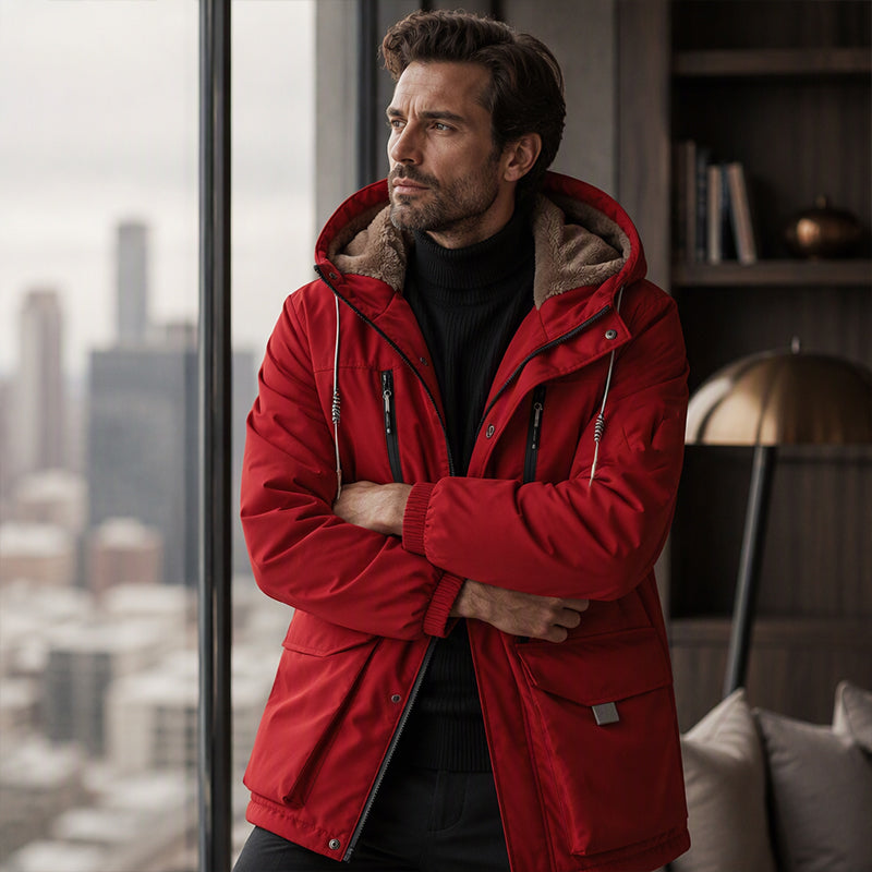 Herzlichkeit Herren Winterparka mit Kapuze und Plüschfutter