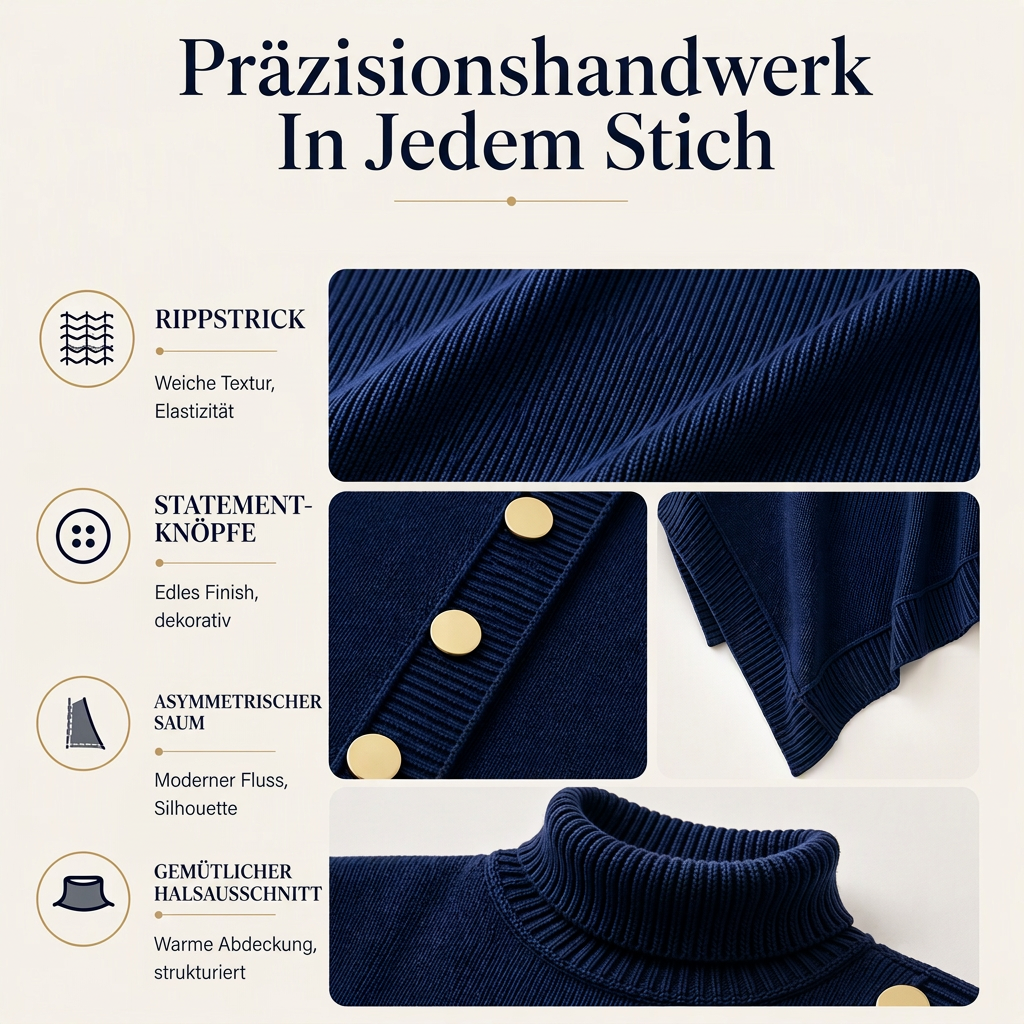 📢🎉50%Rabatt!!!🛍️✨Damen asymmetrischer Rollkragen-Poncho Strickpullover