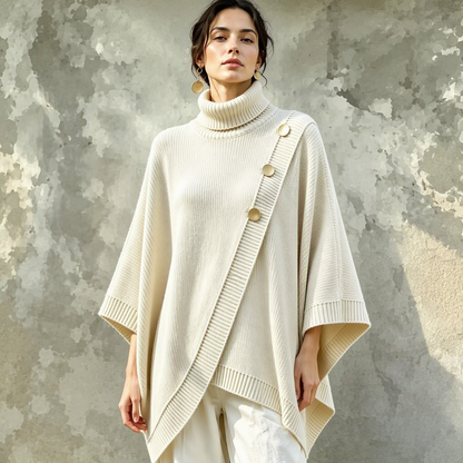 📢🎉50%Rabatt!!!🛍️✨Damen asymmetrischer Rollkragen-Poncho Strickpullover