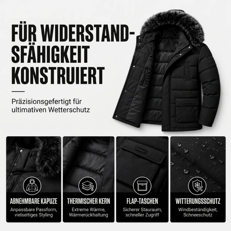 🎯 50% Rabatt + Gratis Versand! 🚚 Winddichte, warme mittellange Winterjacke für Herren