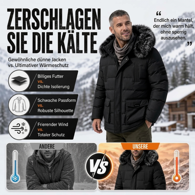 🎯 50% Rabatt + Gratis Versand! 🚚 Winddichte, warme mittellange Winterjacke für Herren