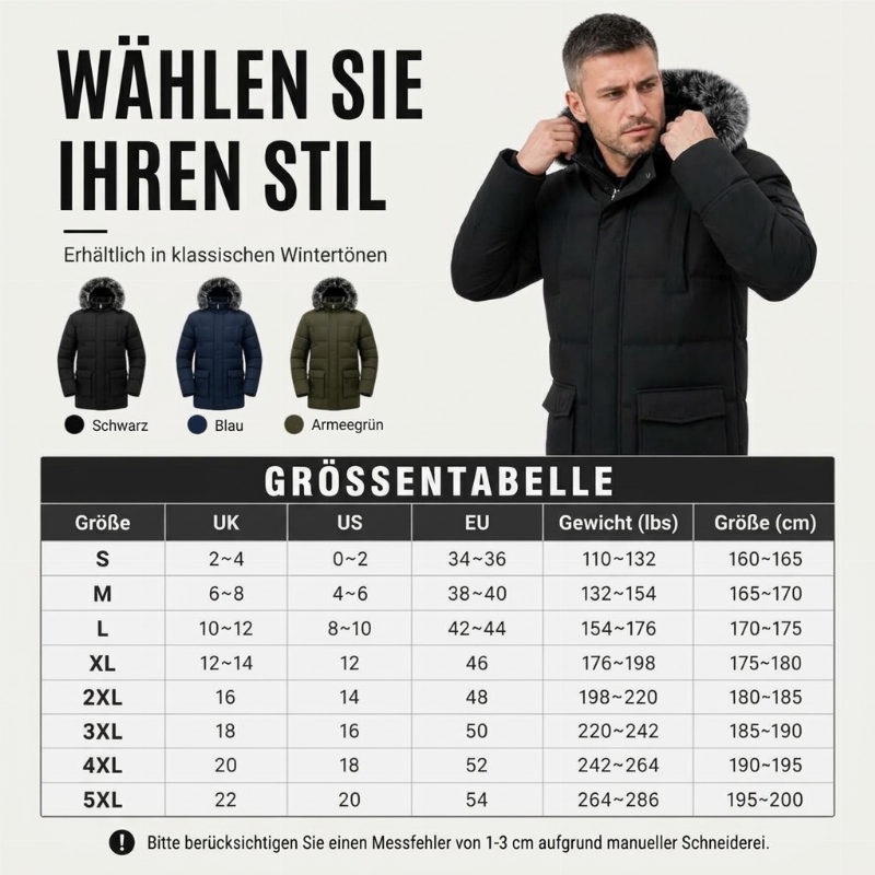🎯 50% Rabatt + Gratis Versand! 🚚 Winddichte, warme mittellange Winterjacke für Herren