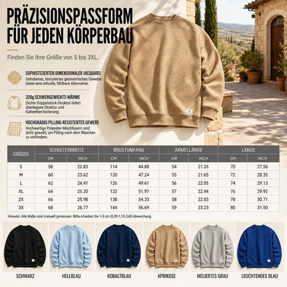 🏅 2000 Stück in 3 Tagen verkauft – schnell sein! Herren Langarm Jacquard Rundhals Sweatshirt Lockere Passform Verdickter Herbst Winter Oberteil Große Größen