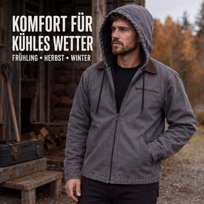 🔁 1000+ echte Bewertungen – durchweg positiv! Herren Arbeitsjacke mit Kapuze und Plüschfutter