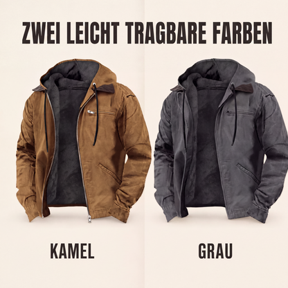 🔁 1000+ echte Bewertungen – durchweg positiv! Herren Arbeitsjacke mit Kapuze und Plüschfutter