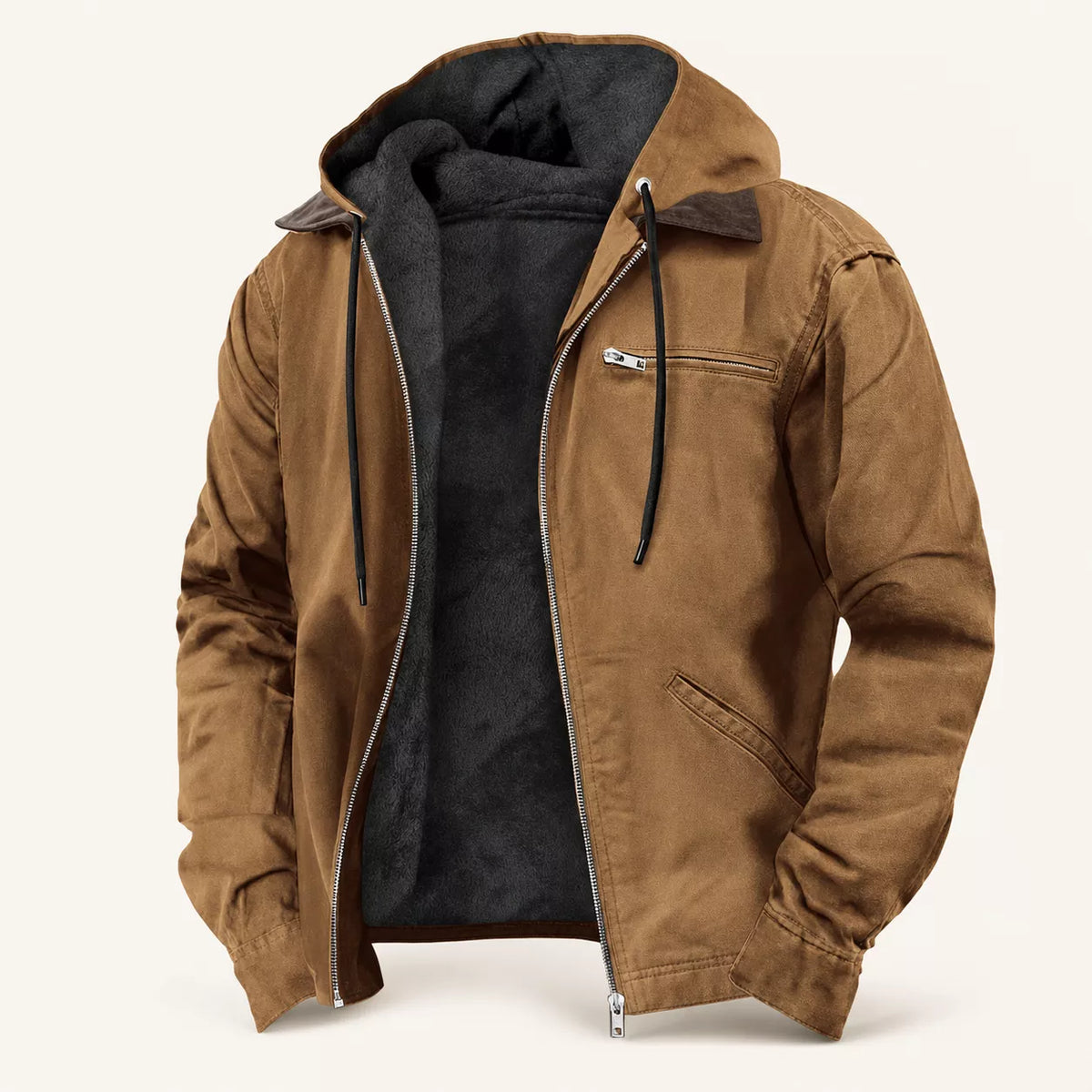 🔁 1000+ echte Bewertungen – durchweg positiv! Herren Arbeitsjacke mit Kapuze und Plüschfutter