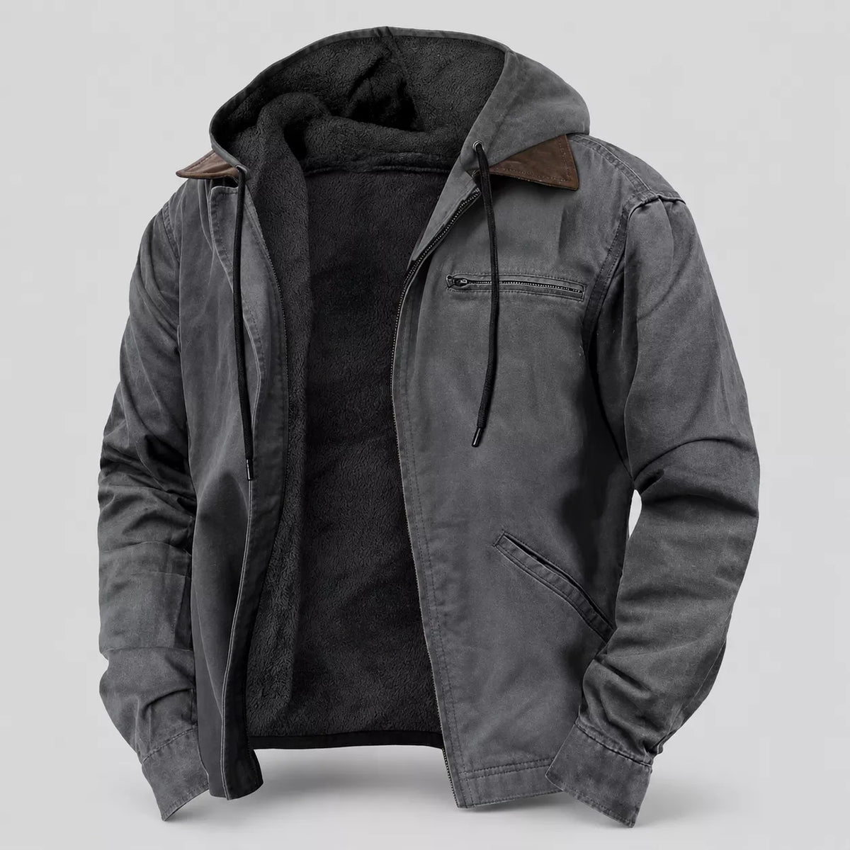 🔁 1000+ echte Bewertungen – durchweg positiv! Herren Arbeitsjacke mit Kapuze und Plüschfutter