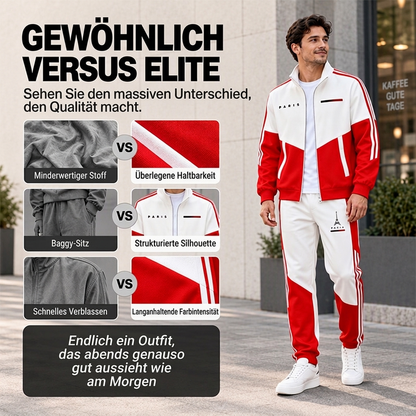 📢🎉 50% RABATT 🛍️✨Herren Farbblock-Reißverschlussjacke und Kordelhosen-Set