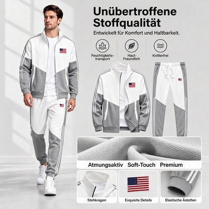 📢🎉 50% RABATT 🛍️✨Herren Farbblock-Reißverschlussjacke und Kordelhosen-Set