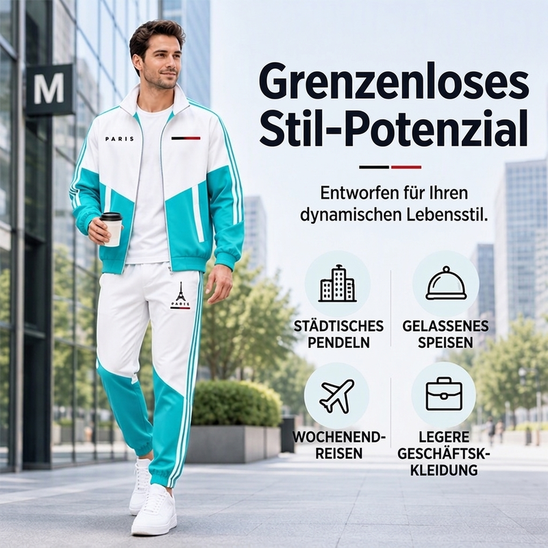 📢🎉 50% RABATT 🛍️✨Herren Farbblock-Reißverschlussjacke und Kordelhosen-Set