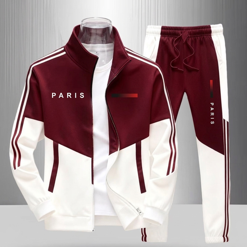 📢🎉 50% RABATT 🛍️✨Herren Farbblock-Reißverschlussjacke und Kordelhosen-Set