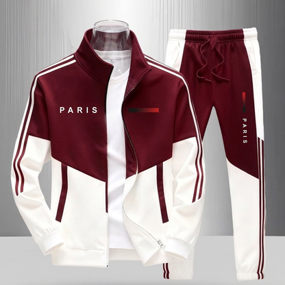 📢🎉 50% RABATT 🛍️✨Herren Farbblock-Reißverschlussjacke und Kordelhosen-Set