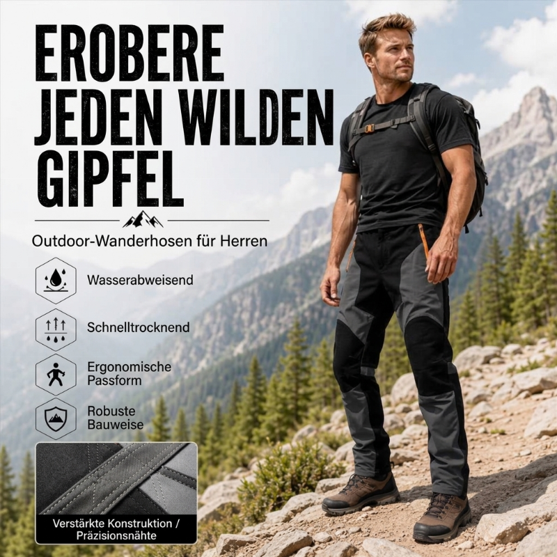 🌟 Bestseller – nur diese Woche reduziert! 🌟 Wasserdichte & winddichte Herren-Wanderhose im Patchwork-Design