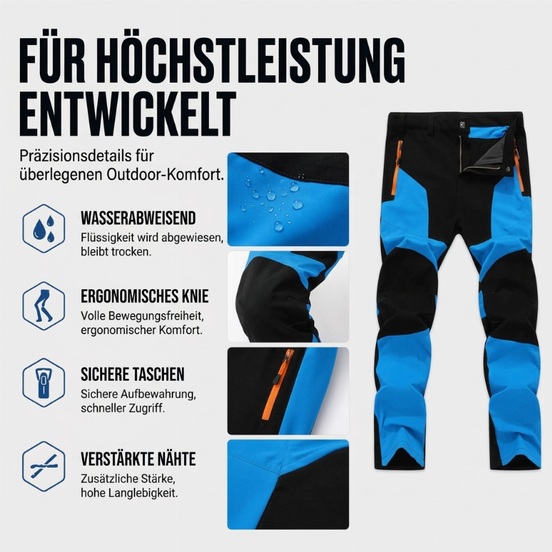 🌟 Bestseller – nur diese Woche reduziert! 🌟 Wasserdichte & winddichte Herren-Wanderhose im Patchwork-Design