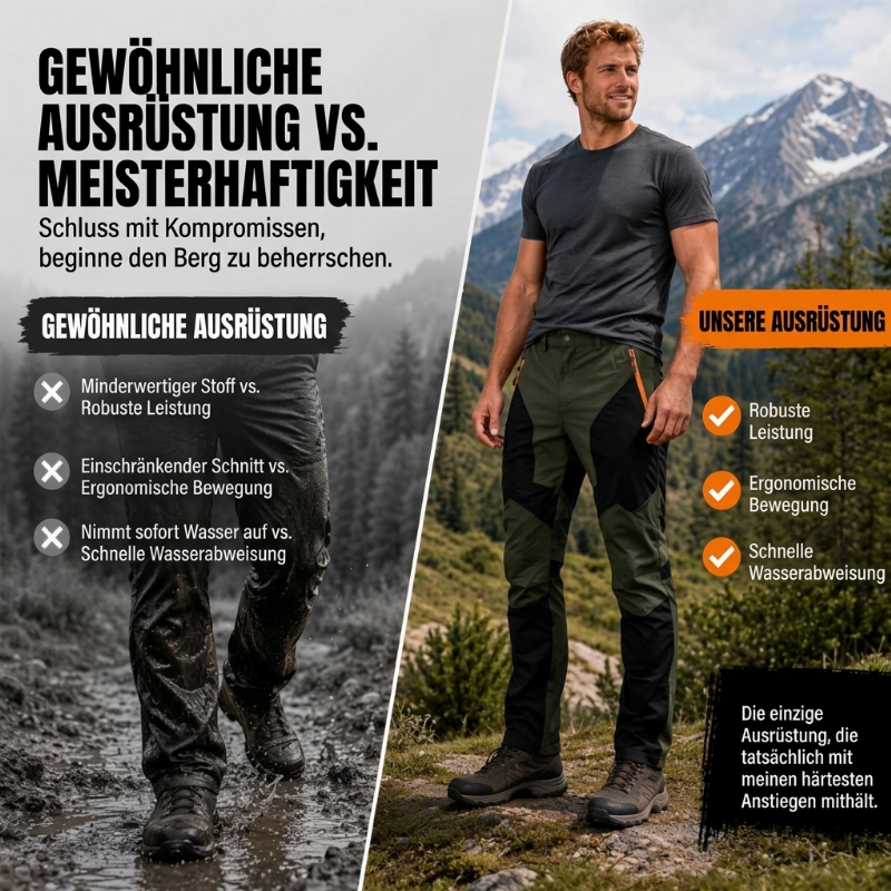 🌟 Bestseller – nur diese Woche reduziert! 🌟 Wasserdichte & winddichte Herren-Wanderhose im Patchwork-Design