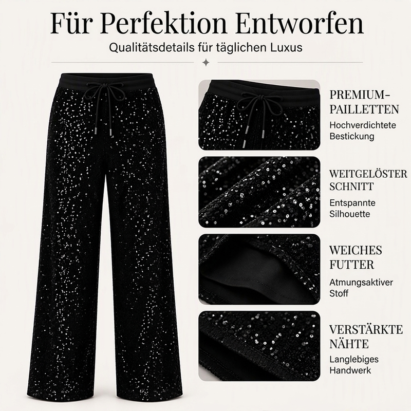 ⏰ Beliebt und bald ausverkauft!⏰ Damen funkelnde Pailletten-Weitbeinhose
