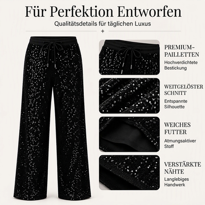 ⏰ Beliebt und bald ausverkauft!⏰ Damen funkelnde Pailletten-Weitbeinhose