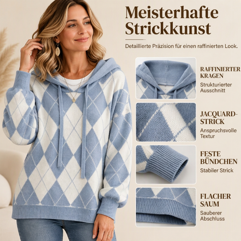 !🛍️✨Damen lässiges Argyle Kapuzenpullover
