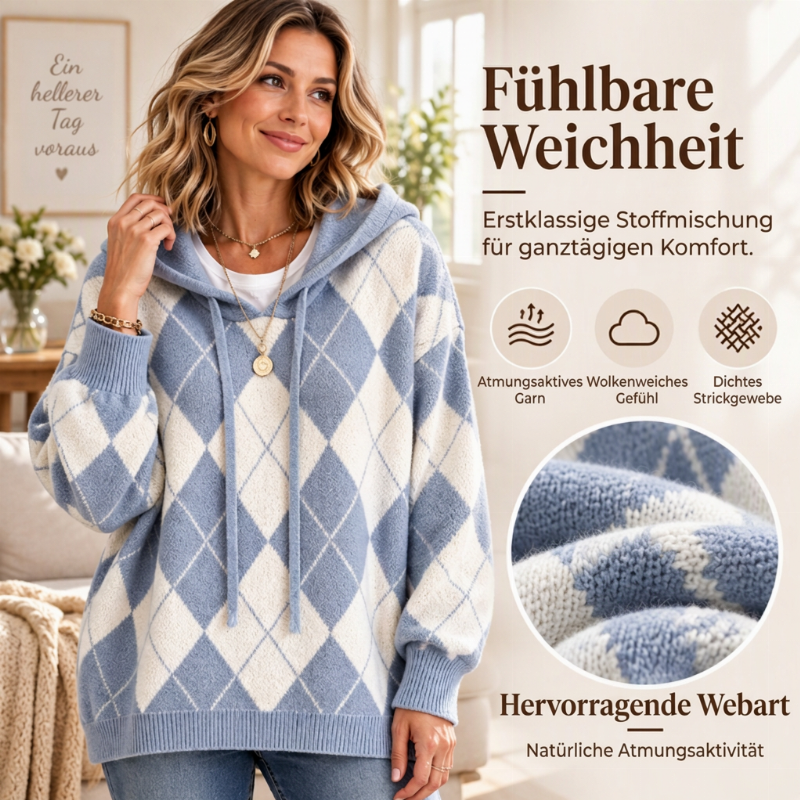 !🛍️✨Damen lässiges Argyle Kapuzenpullover