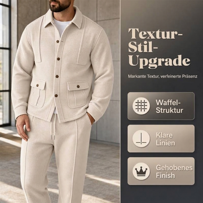 🔥Beliebtes Produkt ！✨Herren-Set aus Waffelstrick-Cardigan-Jacke und Hose