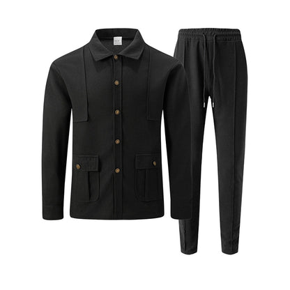 🔥Beliebtes Produkt ！✨Herren-Set aus Waffelstrick-Cardigan-Jacke und Hose