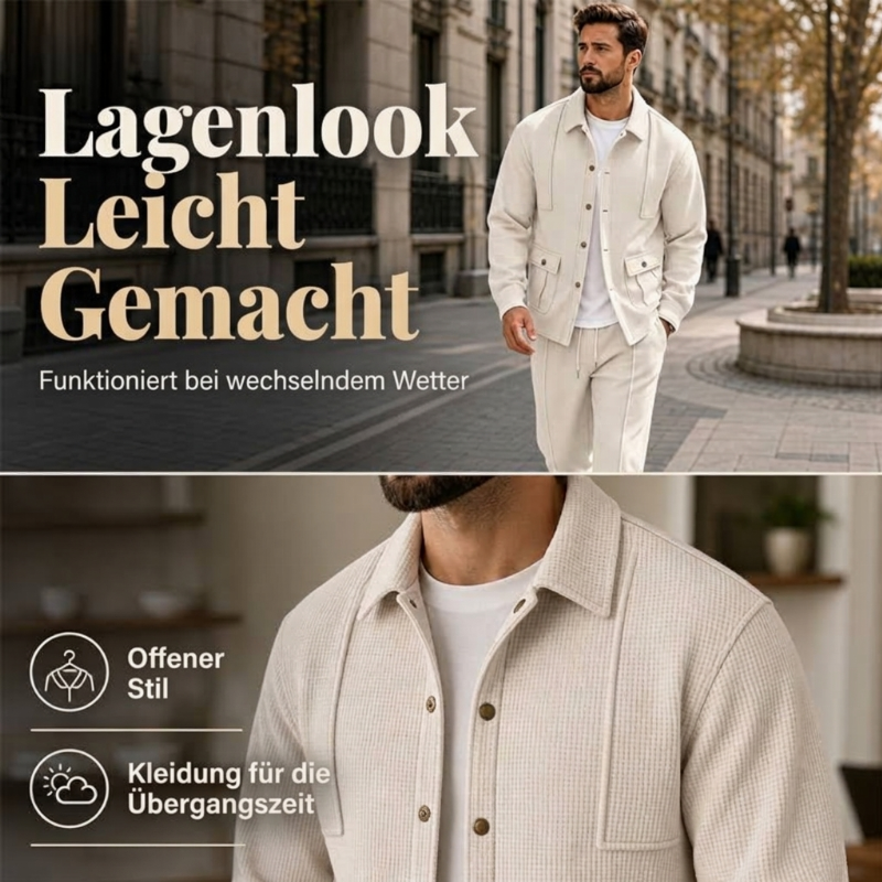 🔥Beliebtes Produkt ！✨Herren-Set aus Waffelstrick-Cardigan-Jacke und Hose