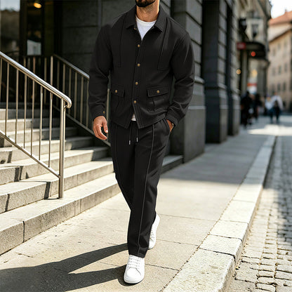 🔥Beliebtes Produkt ！✨Herren-Set aus Waffelstrick-Cardigan-Jacke und Hose