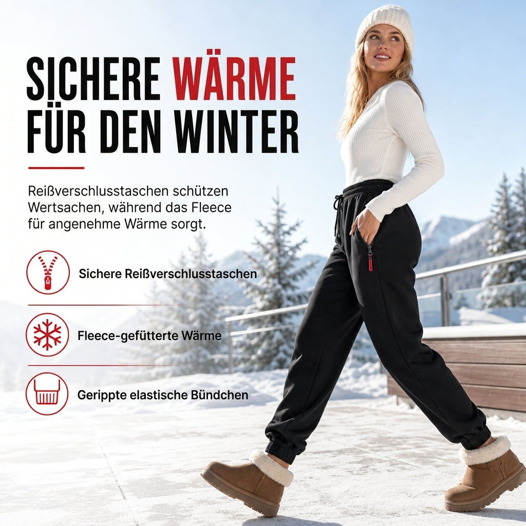 📢 Letzter Tag: 50% Rabatt ⏳ Damen Winter-Jogginghose mit Fleecefutter und Reißverschlusstaschen