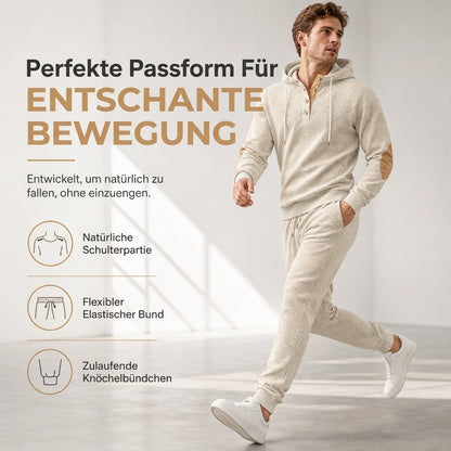 📢🎉Alles muss weg!!!🛍️✨Herren 2-teiliges Jacquard Kapuzenpullover Set Herbst Winter lässiger Kapuzen-Sweatshirt und Sweathose Trainingsanzug
