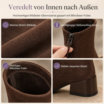 Damen-Stiefeletten im französischen Stil mit spitzer Zehenpartie, schmale Passform, elegante kurze Stiefel für Frühling und Herbst