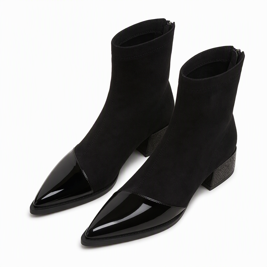 Damen-Stiefeletten im französischen Stil mit spitzer Zehenpartie, schmale Passform, elegante kurze Stiefel für Frühling und Herbst
